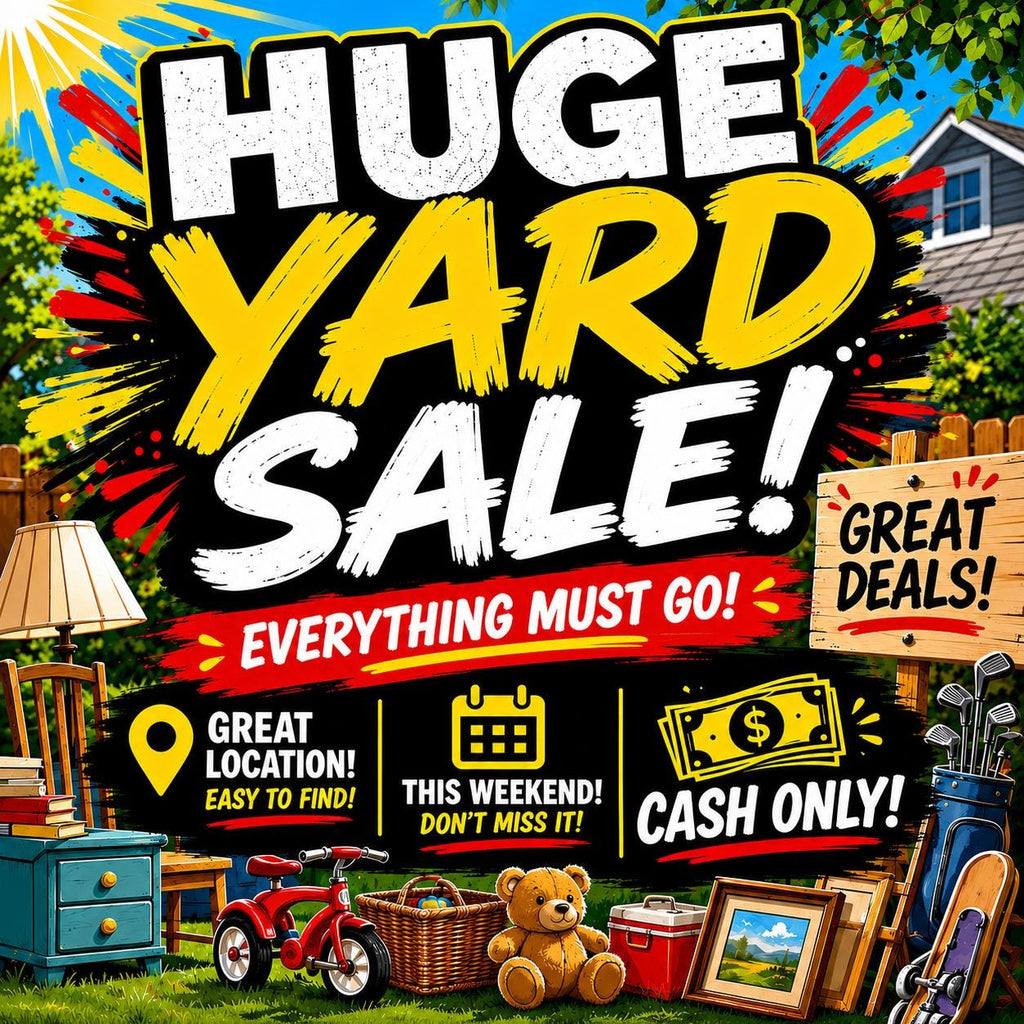 Yard Sale Sign Printable – Bold Colorful Garage Sale Poster, Instant Download