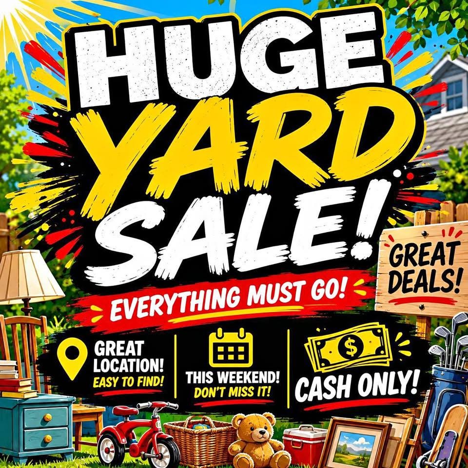 Yard Sale Sign Printable – Bold Colorful Garage Sale Poster, Instant Download