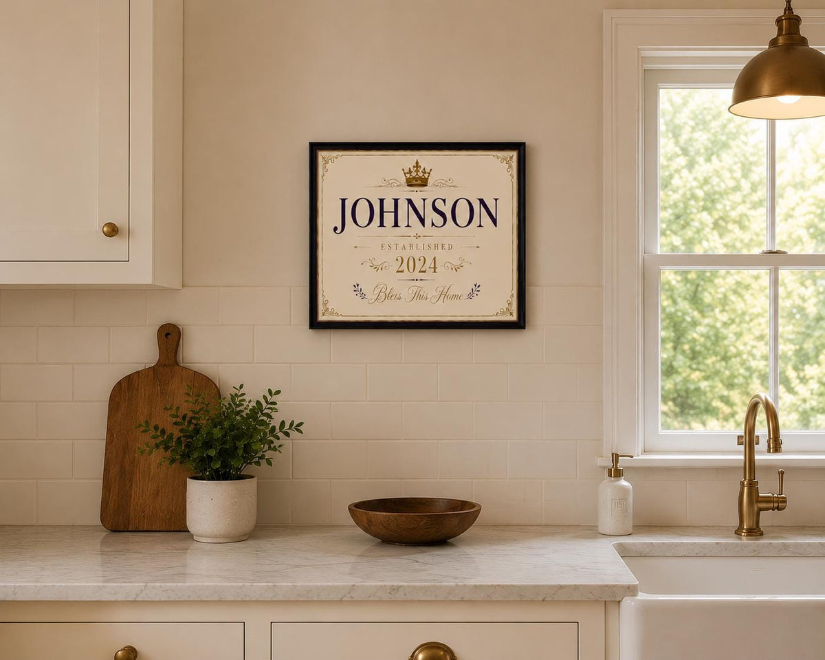 Personalized Family Name Sign Printable – Custom Established Sign, Housewarming Gift