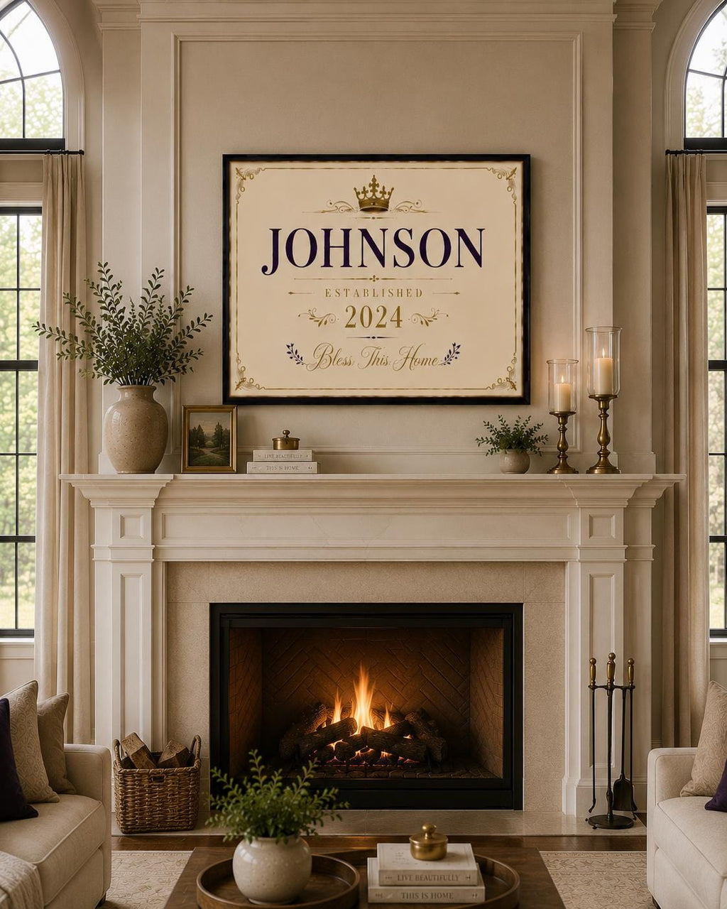 Personalized Family Name Sign Printable – Custom Established Sign, Housewarming Gift