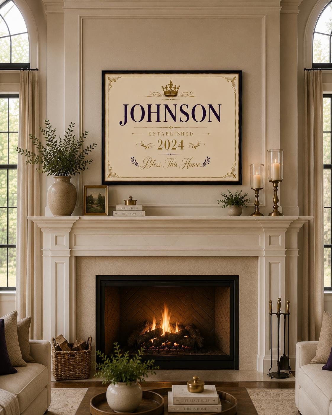 Personalized Family Name Sign Printable – Custom Established Sign, Housewarming Gift