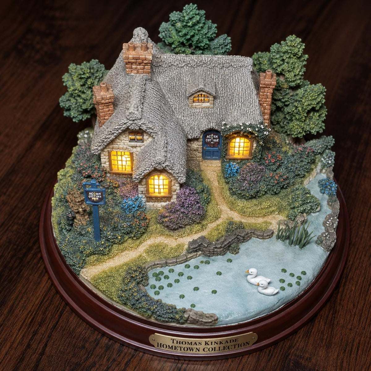 Thomas Kinkade Everett's Cottage Light-Up Figurine – Bradford Exchange Collectible, 1998