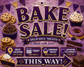 Bake Sale Sign Printable – Purple & Gold Fundraiser Poster, Instant Download