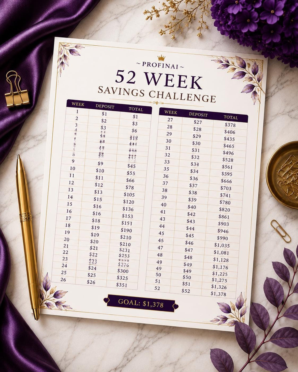 Savings Challenge Printable Bundle – 7 Challenges incl. 100 Envelope & 52 Week, Instant Download PDF