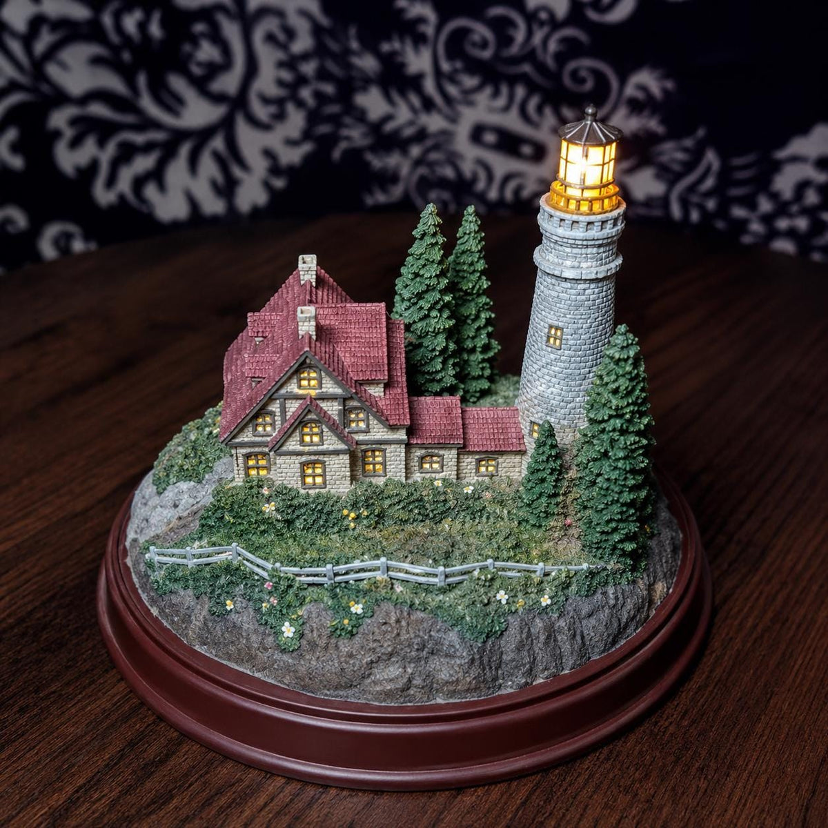 Thomas Kinkade Clearing Storms Lighthouse Light-Up Figurine – Bradford Exchange Collectible, 1999