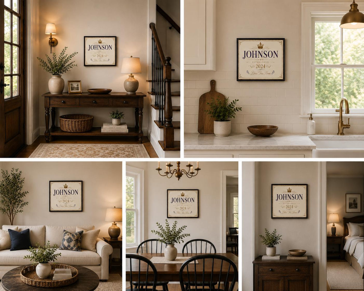 Personalized Family Name Sign Printable – Custom Established Sign, Housewarming Gift