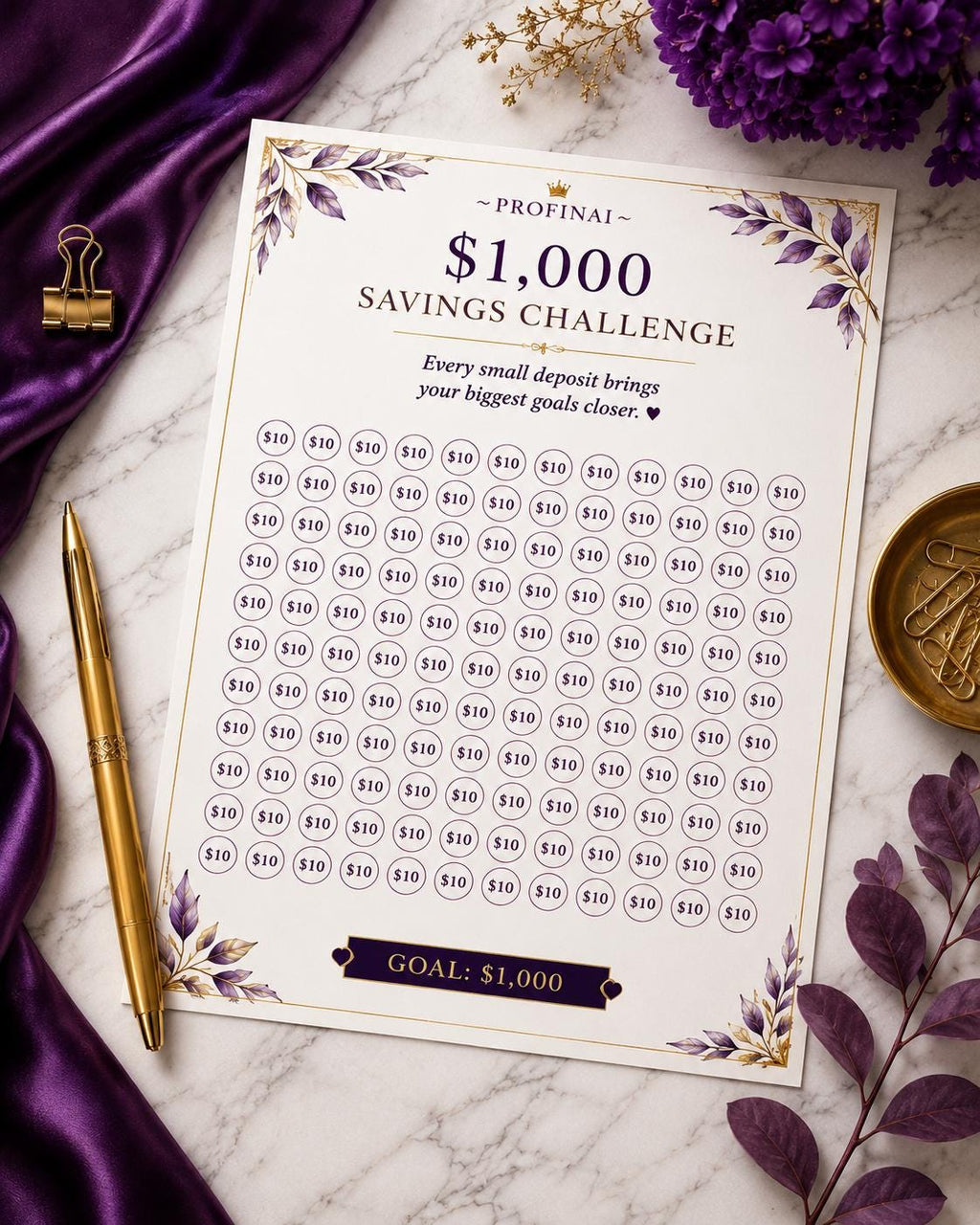 Savings Challenge Printable Bundle – 7 Challenges incl. 100 Envelope & 52 Week, Instant Download PDF