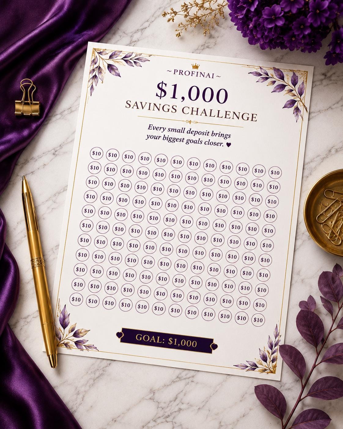 Savings Challenge Printable Bundle – 7 Challenges incl. 100 Envelope & 52 Week, Instant Download PDF