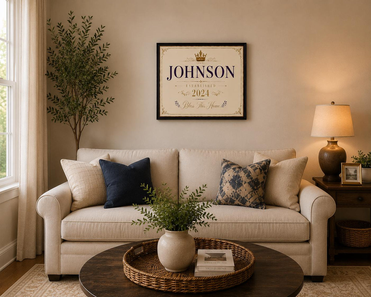Personalized Family Name Sign Printable – Custom Established Sign, Housewarming Gift
