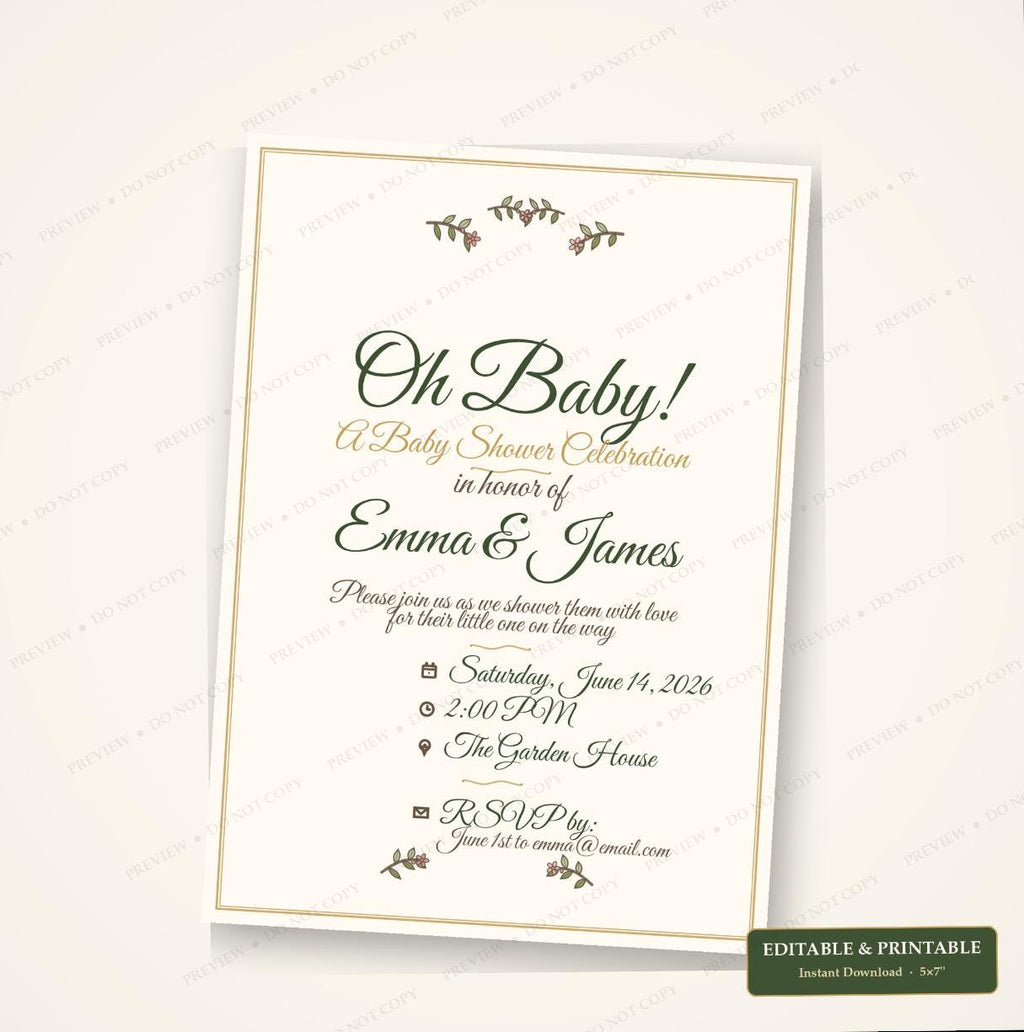 Baby Shower Invite & Thank You, Raffle Tickets Bundle! Simple , Elegant, Gender Neutral, BOHO